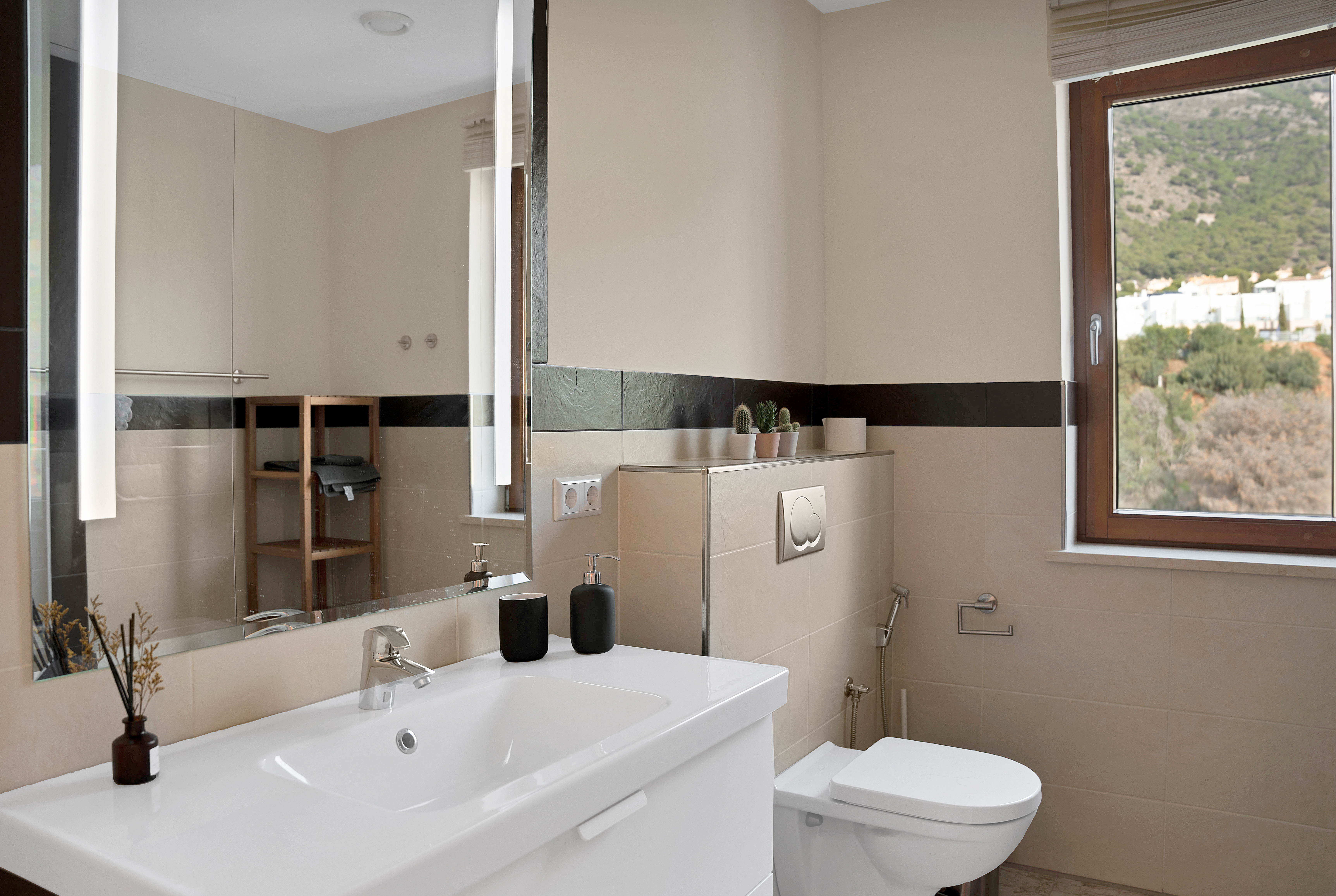 Bathroom with mountain view
