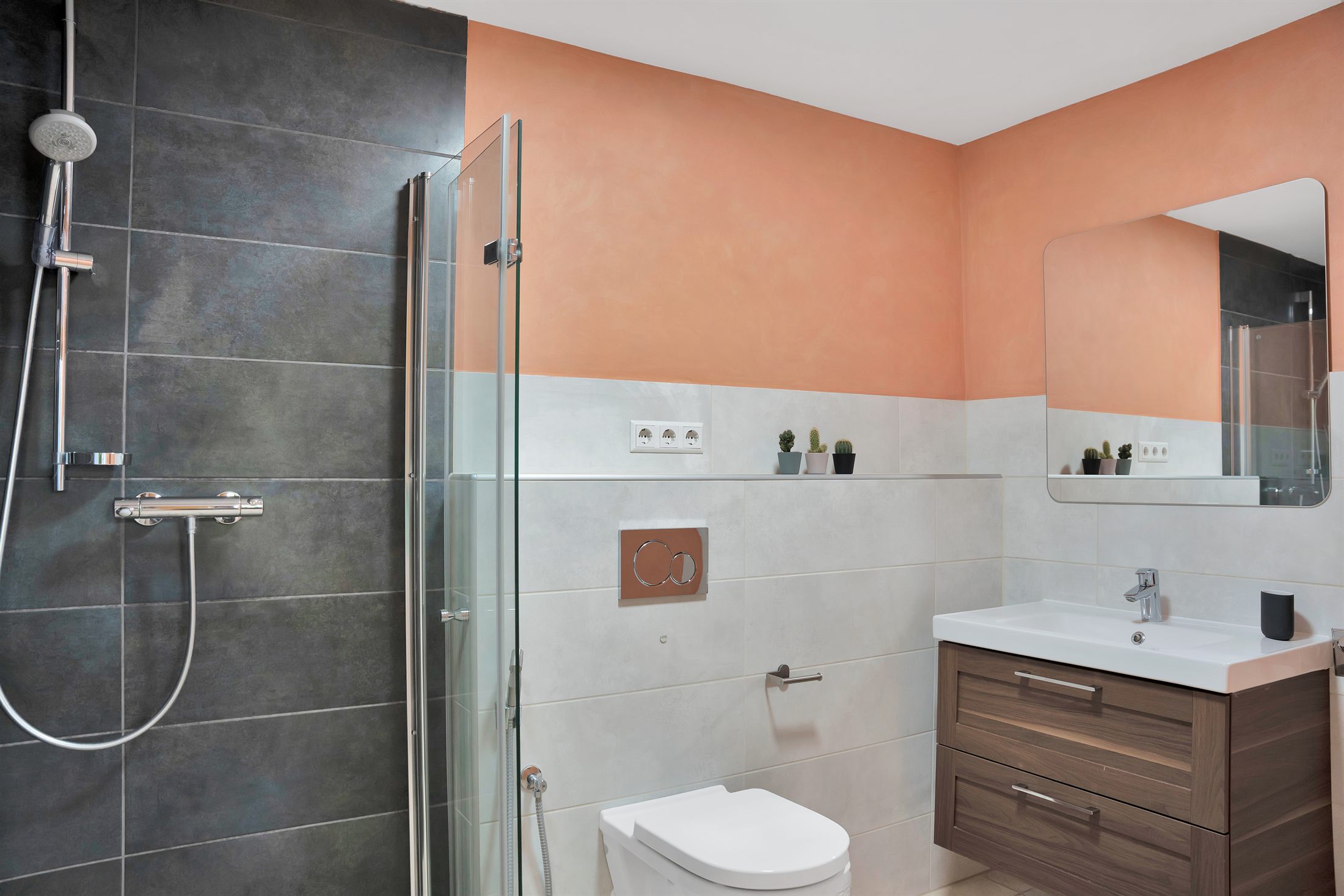 Bathroom with glass walk-in shower