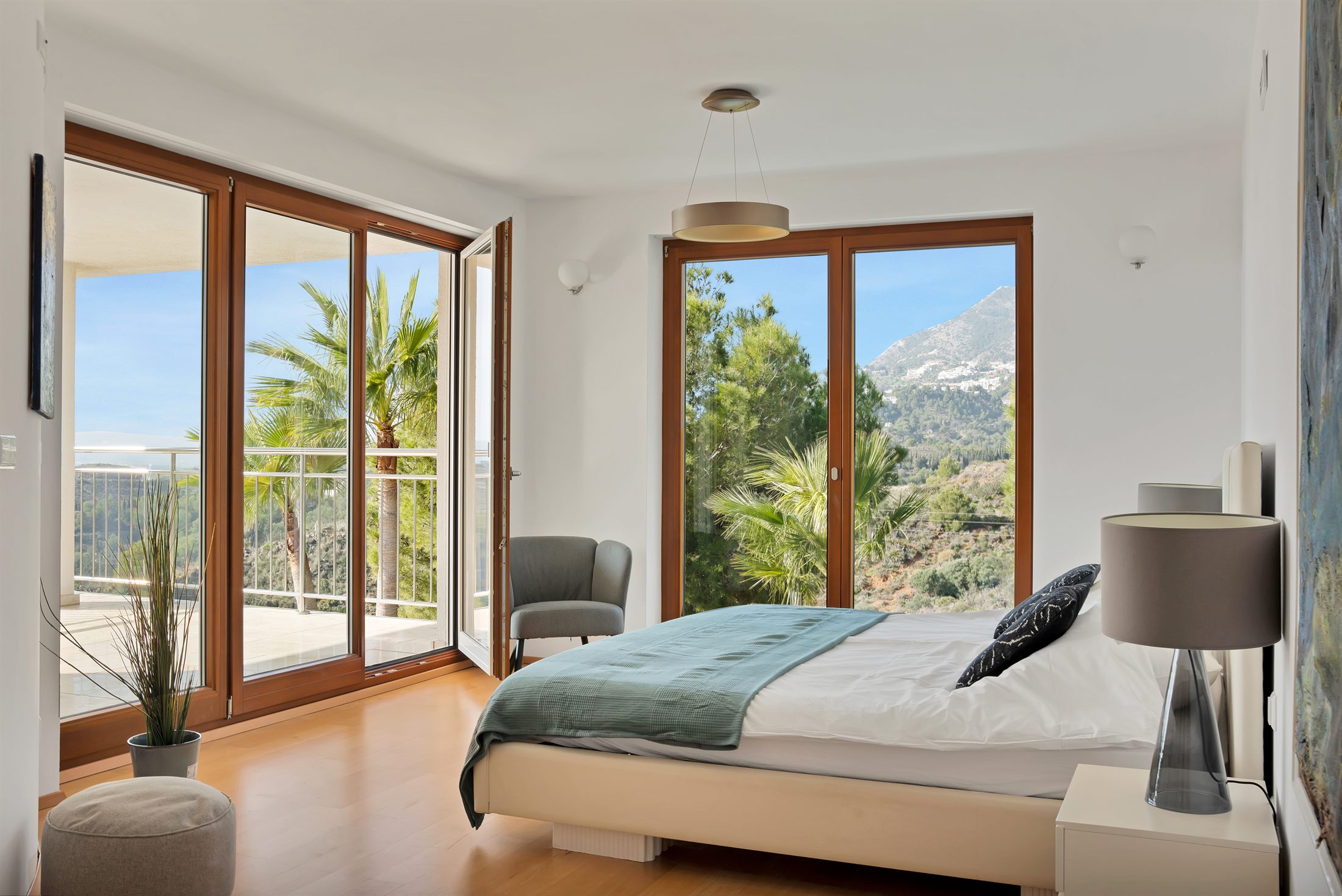 Bright bedroom with garden view