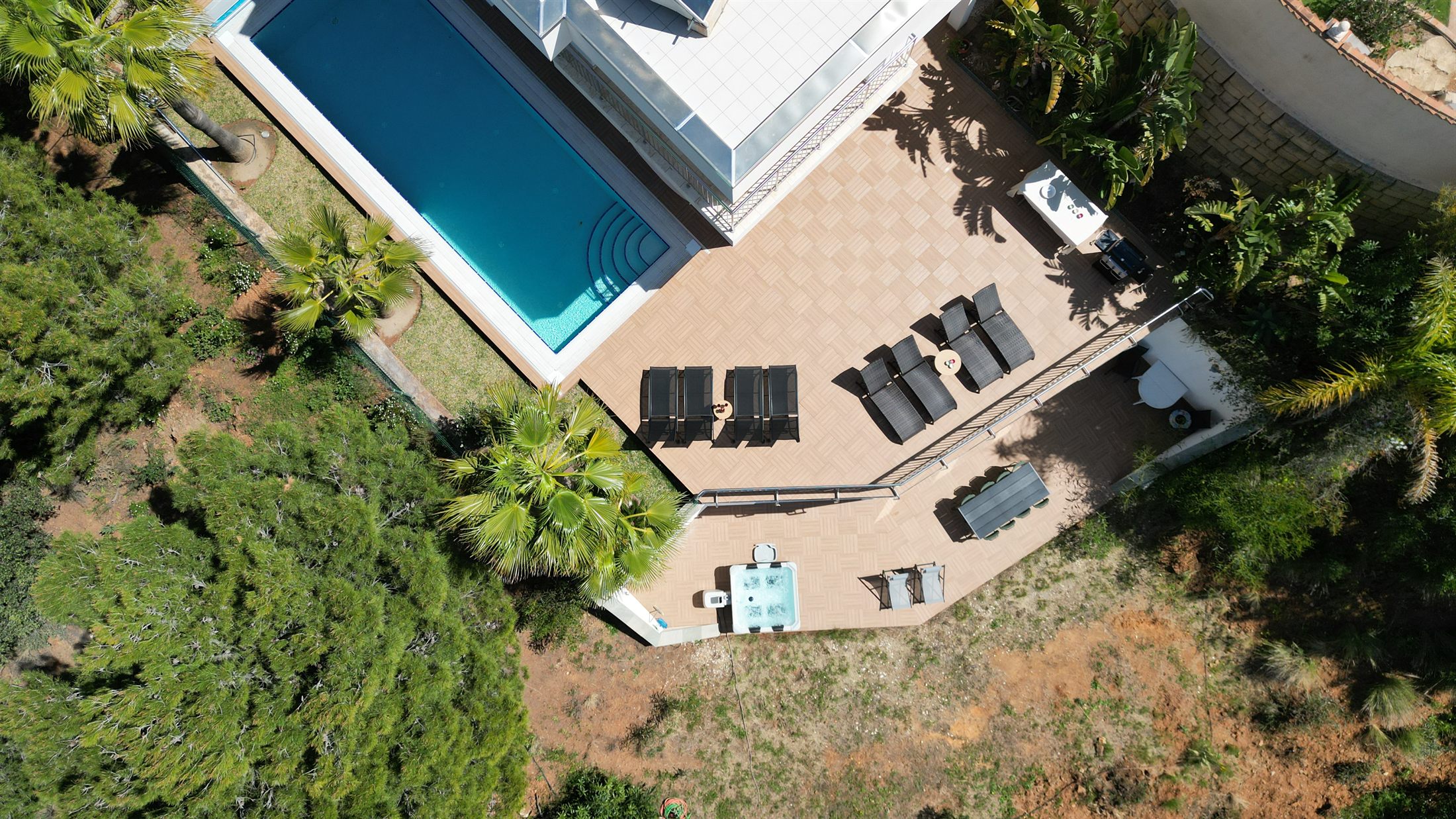 Aerial view of the pool terrace