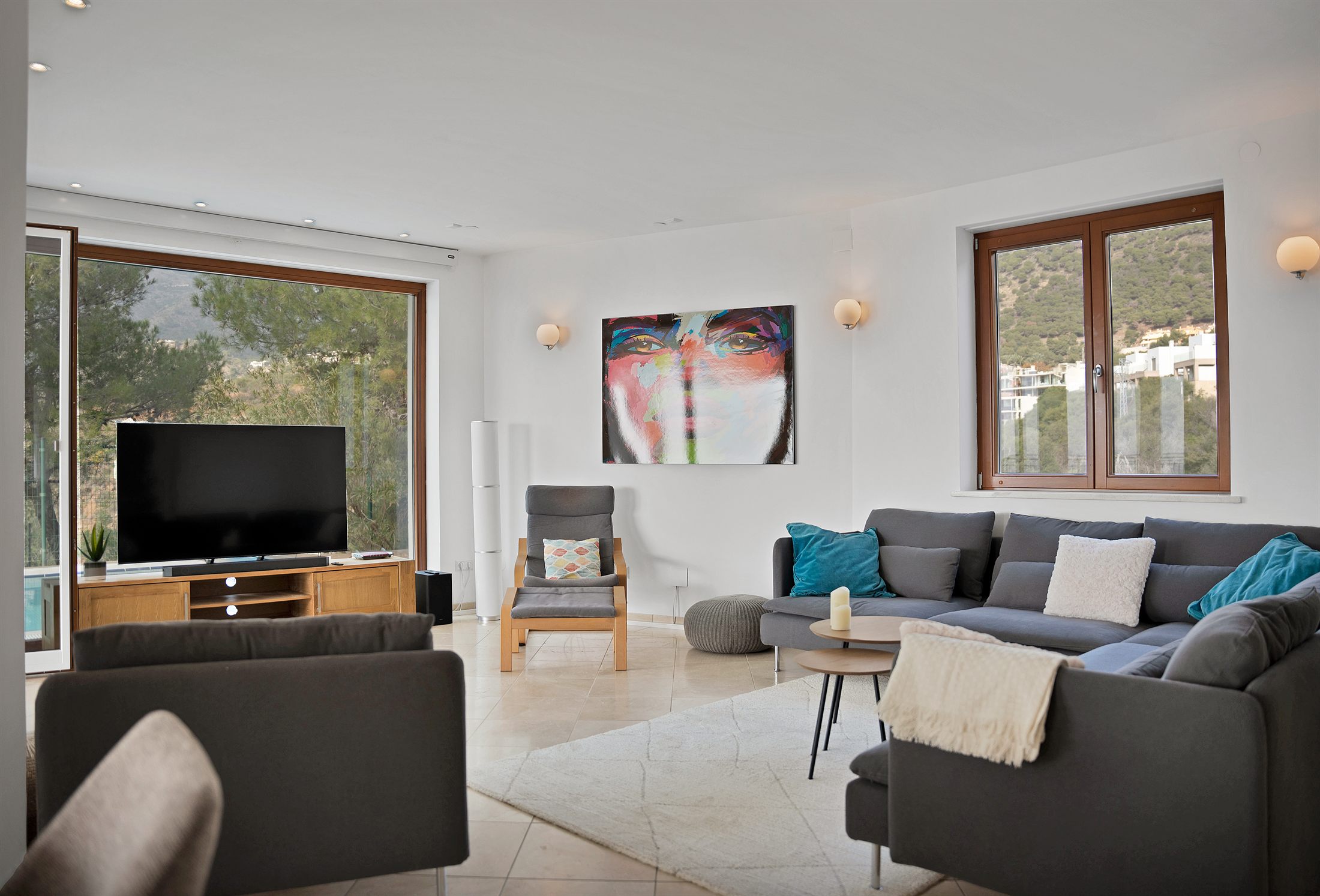 Living room with mountain view