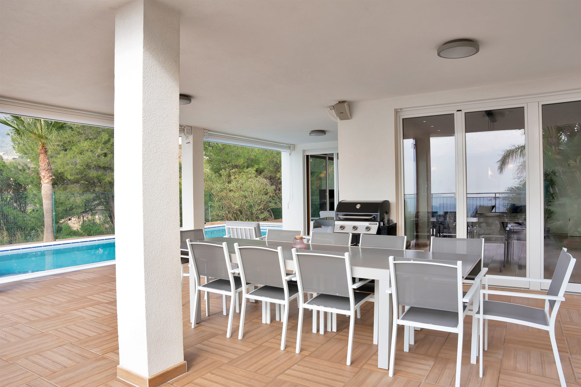 Terrace with pool and mountain view